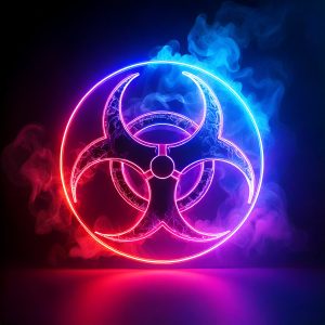 Firefly photo realistic style smoky biohazard sign 42300