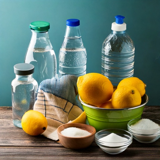 Firefly collection of water vinegar lemons baking soda a bucket cleaning cloth 584528